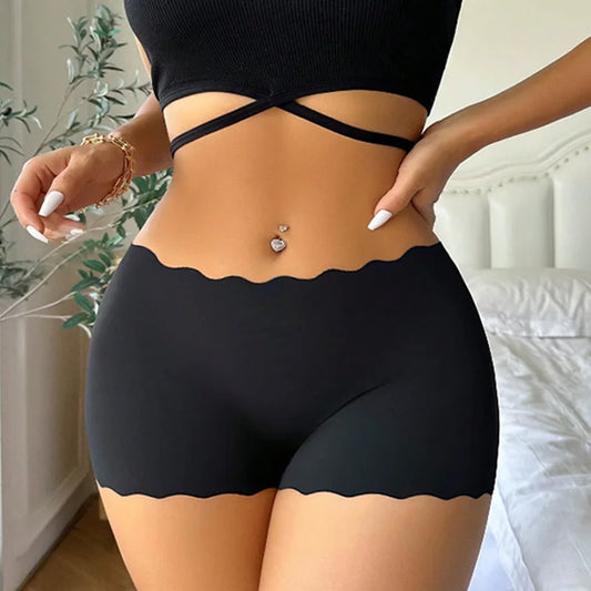 Women's Panties Seamless Sports Wavy Edge Silk Satin Boxers Underwear
