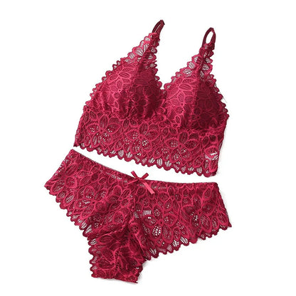 Sexy Lace Women Underwear Set Seamless Wire Free Bra Sets Hollow Out